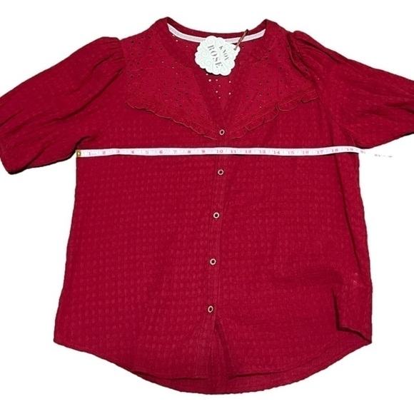 Knox Rose Button Up Eyelet Red Top Women’s Size M - Picture 10 of 11